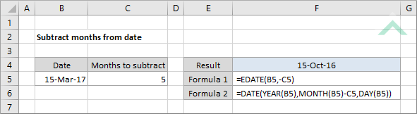 Subtract months from date