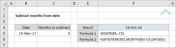 Subtract Months From Date Excel VBA