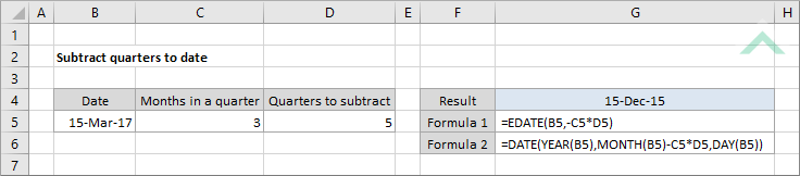 Subtract quarters to date