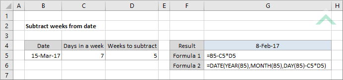 Subtract weeks from date