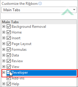 Check the Developer checkbox