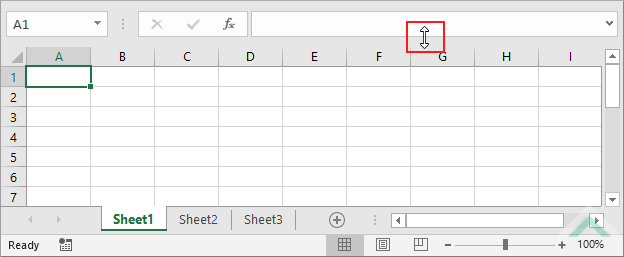 Hover to the bottom of the Formula Bar