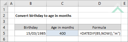 Convert birthday to age in months