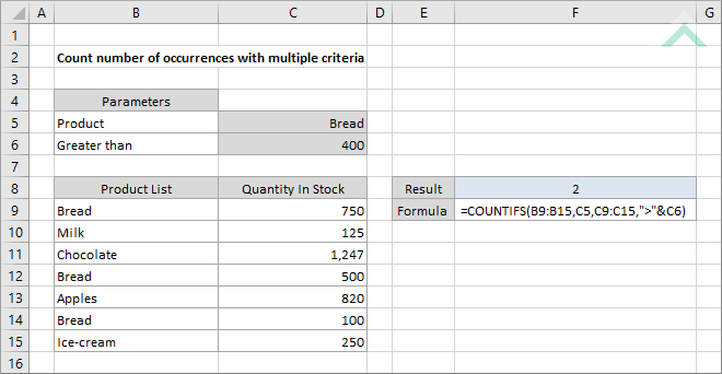 Count number of occurrences with multiple criteria