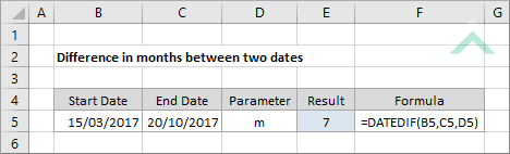 Difference in months between two dates