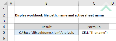 Display workbook file path, name and active sheet name