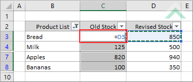 Enter first cell reference of data to copy