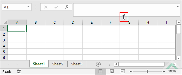 Hover to the bottom of the Formula Bar