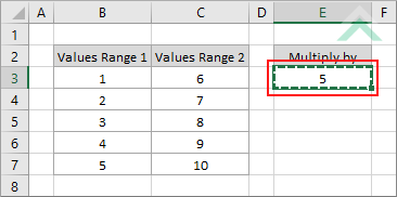 Select cell with number to multiply by and copy