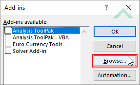 Click Browse - Add-ins