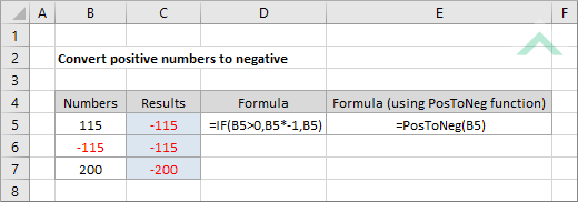 Convert positive numbers to negative