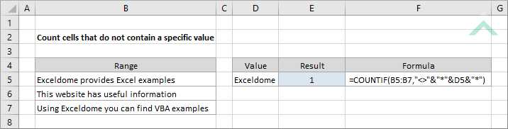 Count cells that do not contain a specific value