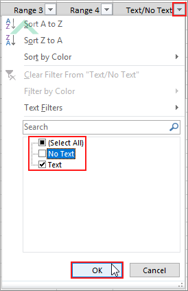 Filter for Text