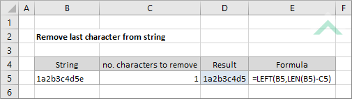 Remove last character from string