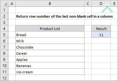 Return row number of the last non-blank cell in a column