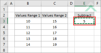 Select cell with number to subtract and copy