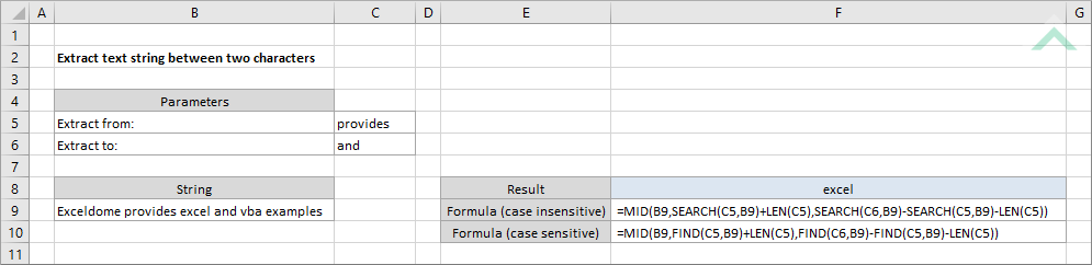 Extract text string between two characters