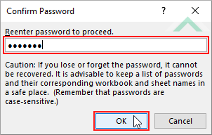 Reenter password and click OK