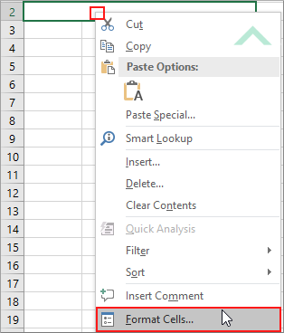 Right-click on merged selected area and click Format Cells