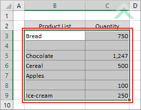 Select range in which to color blank cells
