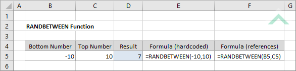 Excel RANDBETWEEN Function