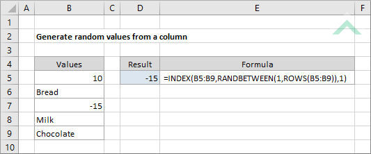 Generate random values from a column