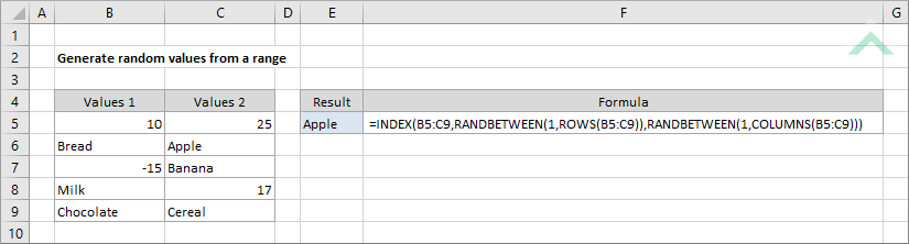 Generate random values from a range