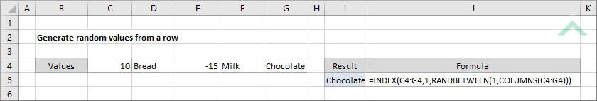 Generate random values from a row