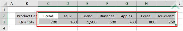 Select range to be sorted by row