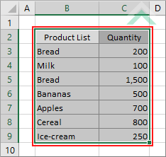 Select range to be sorted with headers