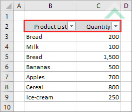 Filter option added to data - between numbers