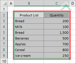 Select range to be filtered between two numbers