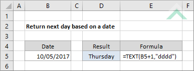 Return next day based on a date
