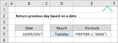 Return previous day based on a date