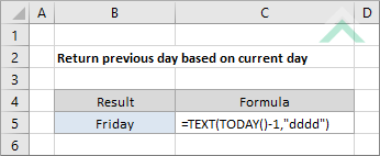 Return previous day based on current day
