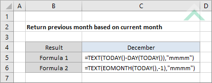 Return previous month based on current month