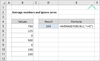 Average numbers and ignore zeros