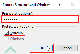 Enter Password, check Structure and click OK
