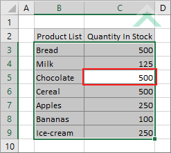 Second occurrence of value selected