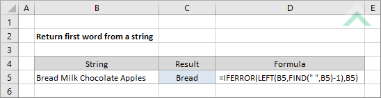 Return first word from a string