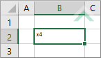 Superscript format applied to entire cell