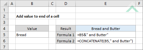 Add value to end of a cell