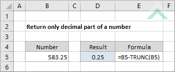 Return only decimal part of a number