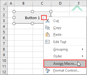 Right-click on Form Control button and select Assign Macro