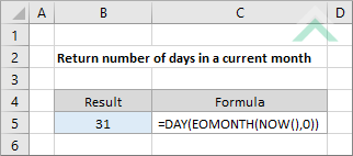 Return number of days in a current month