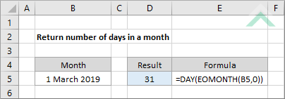 Return number of days in a month