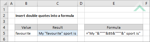 Insert Double Quotes Into A Formula Excel