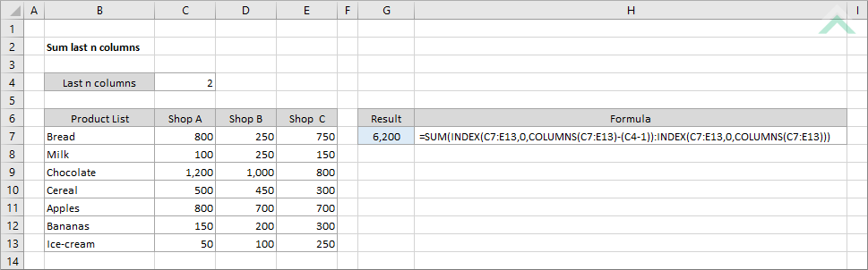 Sum last n columns