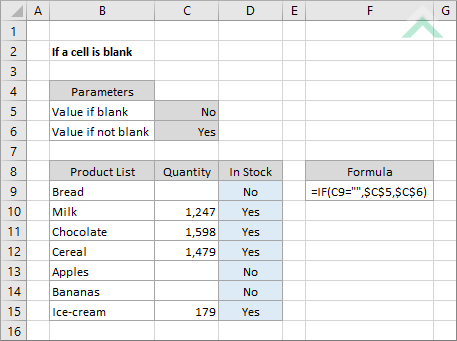 If a cell is blank