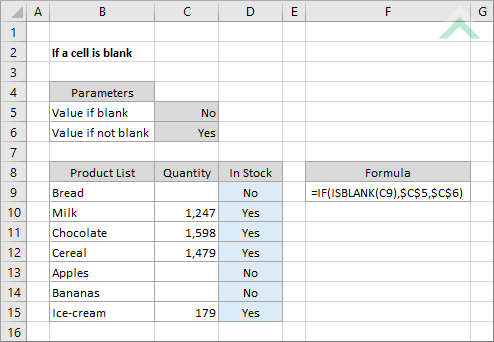 If a cell is blank - Formula 2 - cell reference